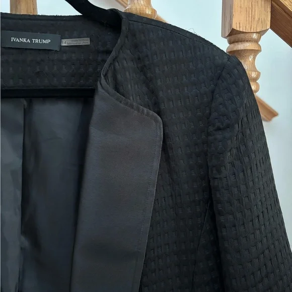 Ivanka Trump Textured Black Blazer with 3/4 Length Sleeves - Picture 2 of 7